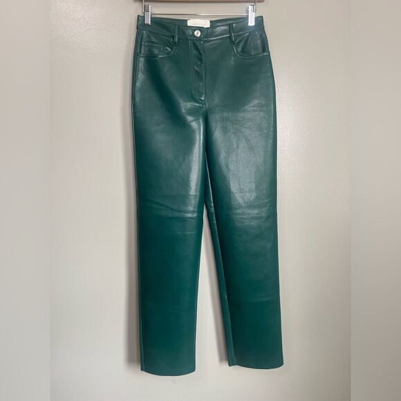 Wilfred the Melina Green Faux leather pants size 4 holiday party club wear - Picture 6 of 11